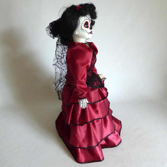 OOAK 16” GOTHIC DAY OF THE DEAD MUSIC BOX SPIDER DOLL PROP ODDITY - Picture 5 of 16